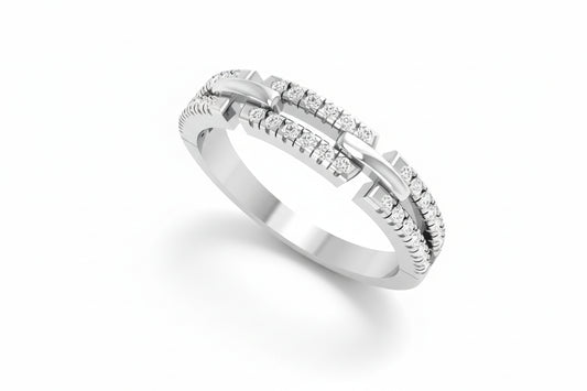 Dual Band Diamond Eternity Silver Ring