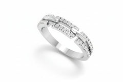 Dual Band Diamond Eternity Silver Ring