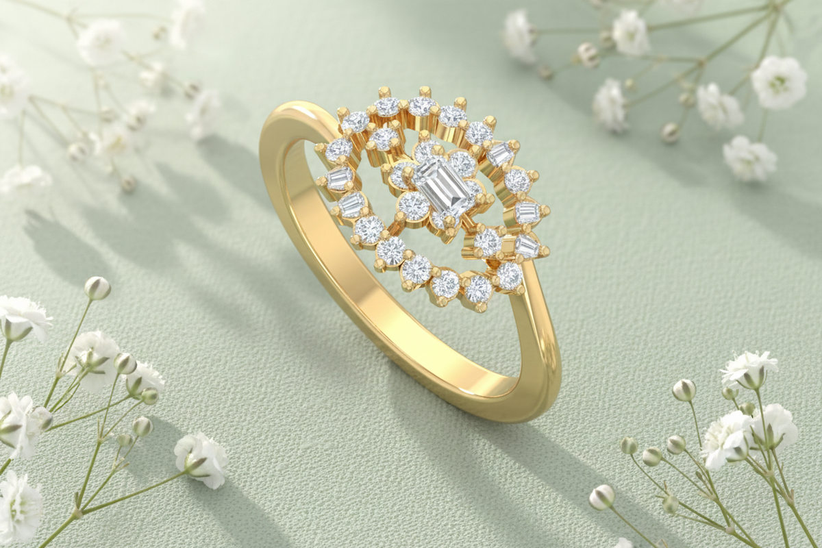 The Floret Grace Gold Diamond Ring