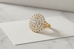 Double Halo Cluster Floral Diamond Ring