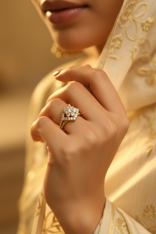 Kite-Shaped Halo Symmetrical Floral Cluster