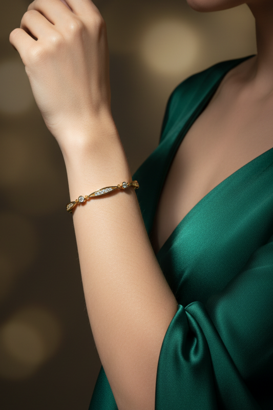 Marquise and Round Shape Diamond Link Bracelet