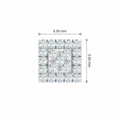 Square Diamond Illusion Stud Earrings with Double Halo