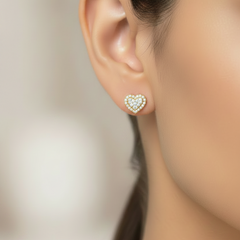 Heart Shaped Diamond Double Halo Stud Earrings