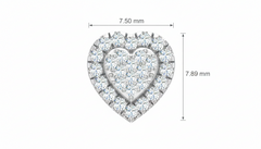 Heart Shaped Diamond Double Halo Stud Earrings