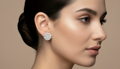 Brilliant Diamond Cluster Flower Stud Earrings
