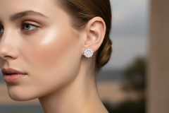 Brilliant Diamond Cluster Flower Stud Earrings
