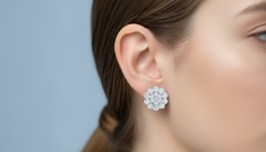 Brilliant Diamond Cluster Flower Stud Earrings