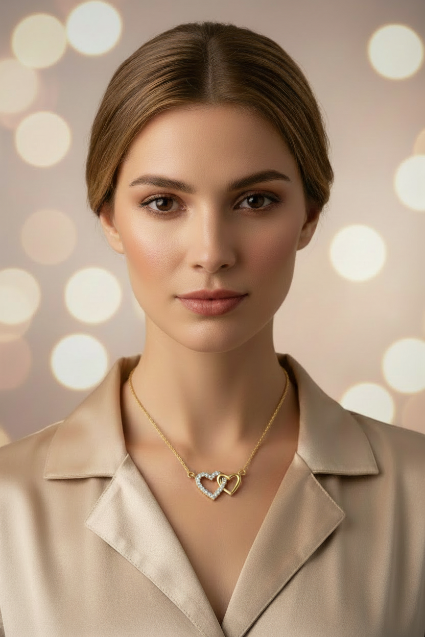 Interlocking Hearts - With Chain