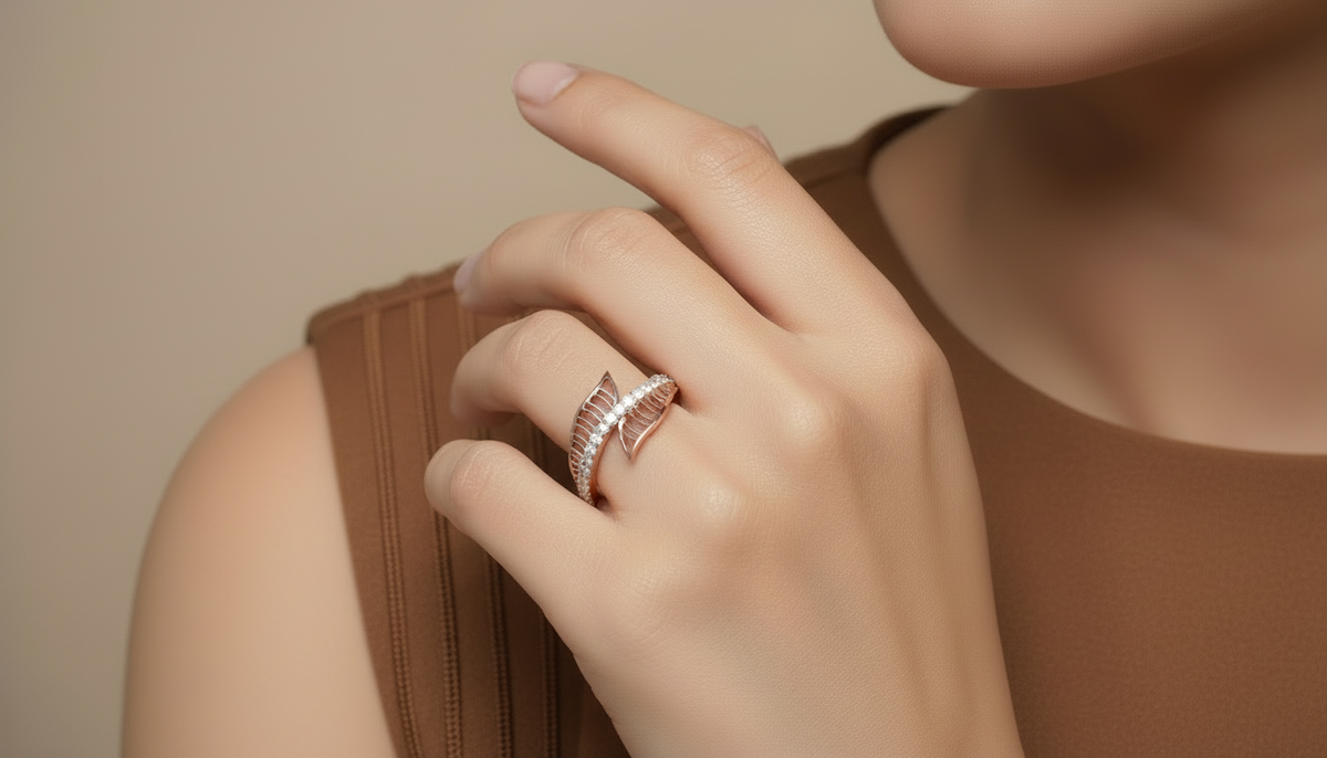 Diamond Leaf Wrap Ring