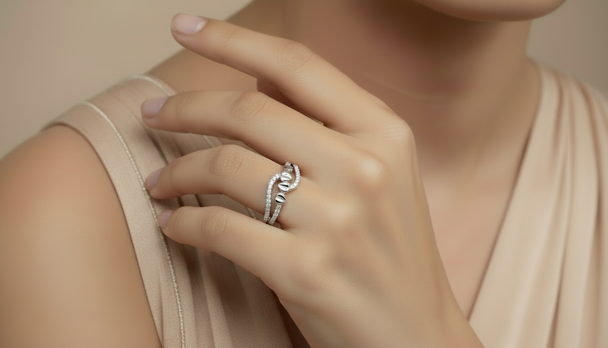 Twisted Leafy Silver Ring
