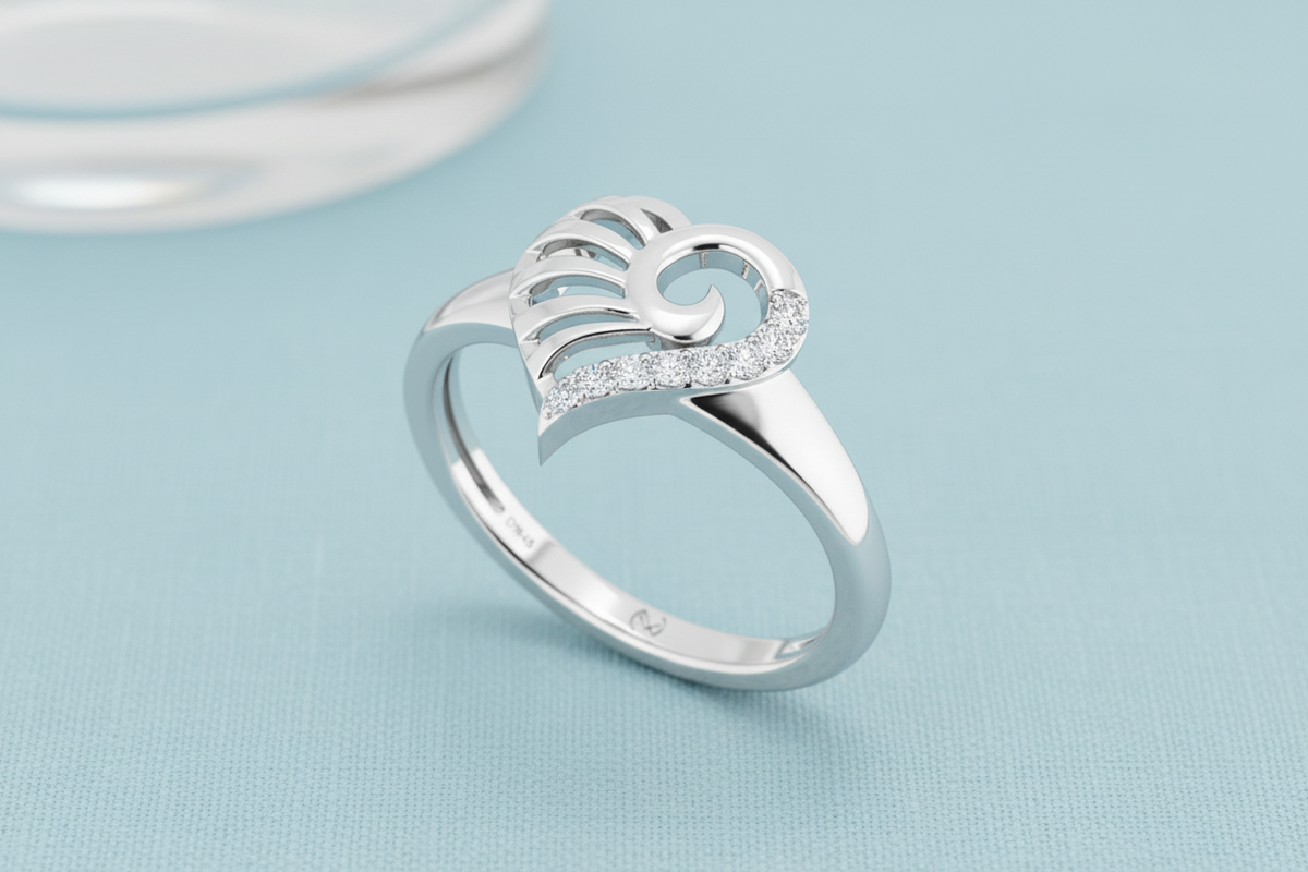Fluttering Heart Silver Ring