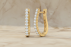 Elegant Yellow Gold Half Earrings with Round Diamonds