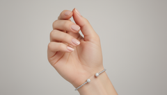 Beaded Cuff Bangle Bracelet with Diamond Cluster Ends