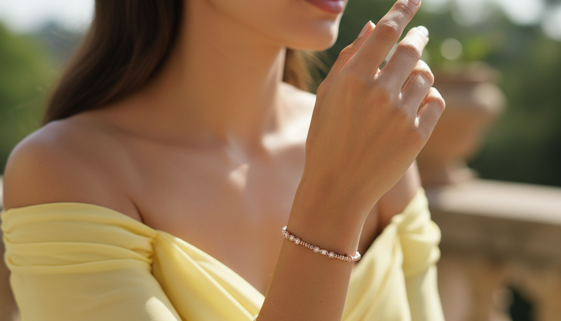 Diamond Station Bangle with Beaded Texture