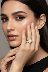Curved Halo Diamond Floral