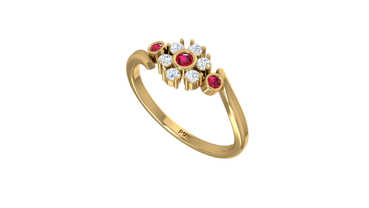 Ruby Bezel-Accented Floral Cluster