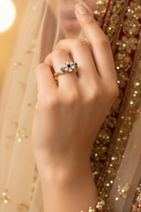 Sapphire Bezel-Accented Floral Cluster