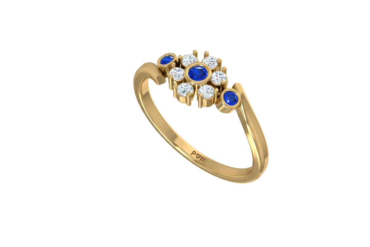 Sapphire Bezel-Accented Floral Cluster