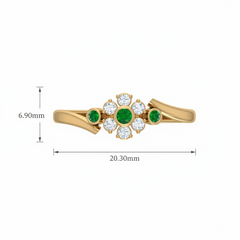 Emerald Bezel-Accented Floral Cluster