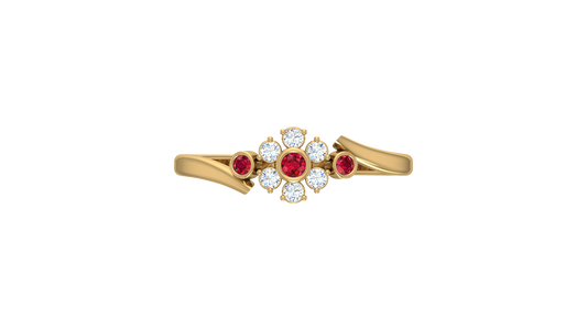 Ruby Bezel-Accented Floral Cluster
