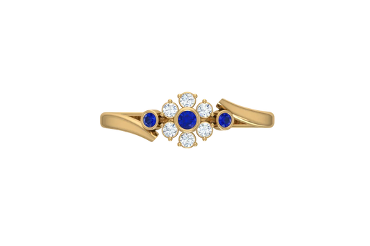 Sapphire Bezel-Accented Floral Cluster