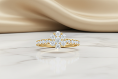 Floral Cluster Ring with Band Ring