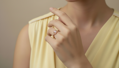 Intertwined Oval Gold & Lab Diamond Ring