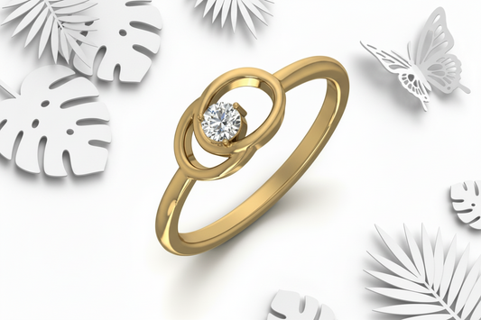 Intertwined Oval Gold & Lab Diamond Ring