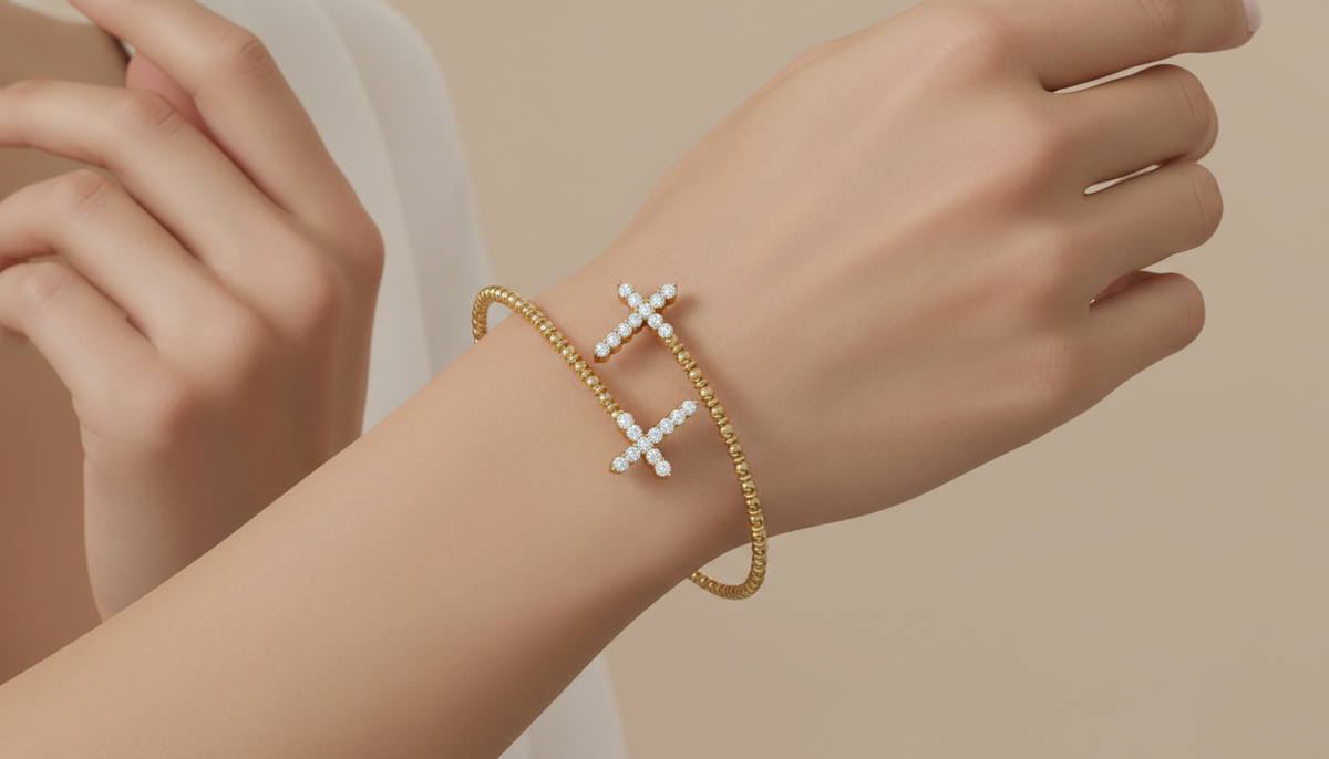 Diamond Cross Cuff Bangle