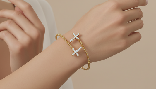 Diamond Cross Cuff Bangle