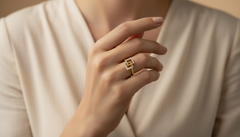 Glossy Interlinked Square Lab Diamond Ring Band