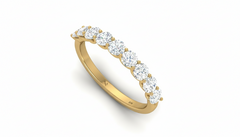 Seven-Stone U-Prong Gold Diamond Half Eternity Band Ring