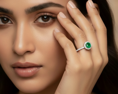 Emerald With Four-Prong Halo