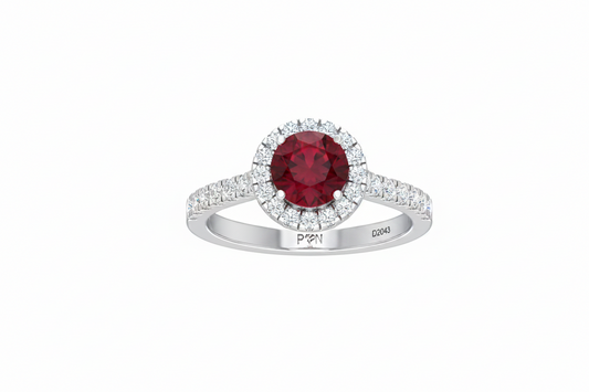 Ruby With Four-Prong Halo
