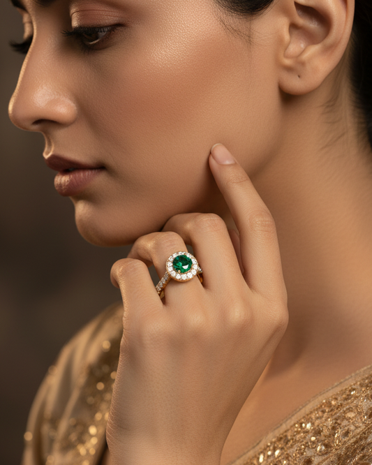 Emerald With Diamonds Appox One CTTW