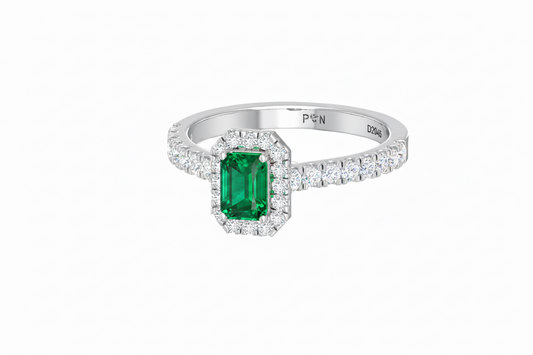 Emerald Cut Emerald With Diamonds