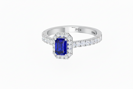 Emerald Cut Sapphire With Diamonds