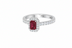 Emerald Cut Ruby With Diamonds