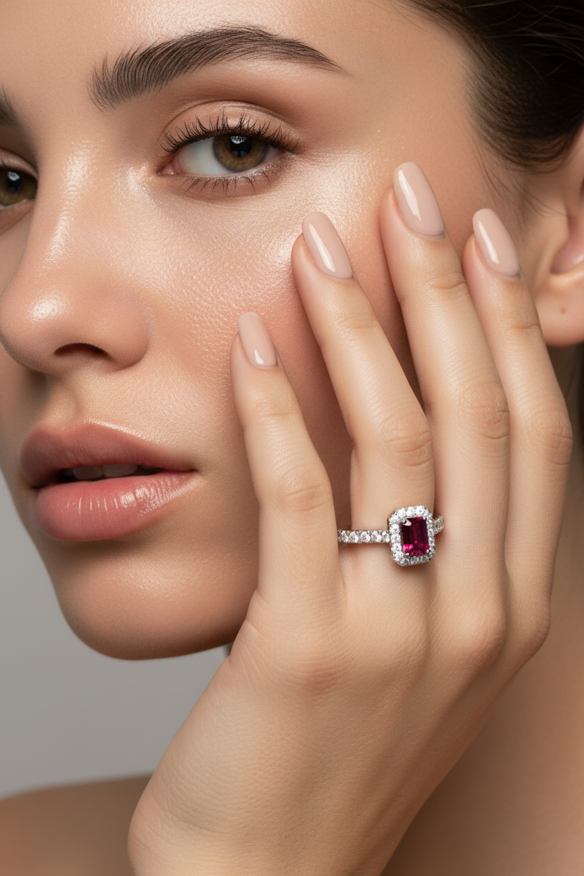 Emerald Cut Ruby With Diamonds