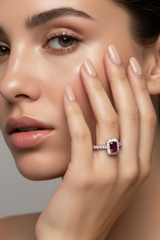 Emerald Cut Ruby With Diamonds