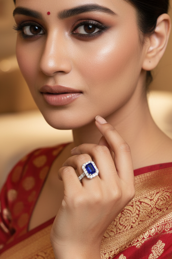 Emerald Cut Sapphire With Diamonds