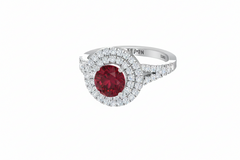 Round Cut Ruby With Double Halo