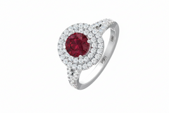 Round Cut Ruby With Double Halo