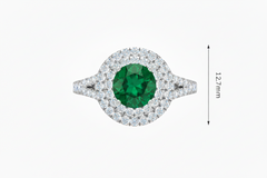 Round Cut Emerald With Double Halo