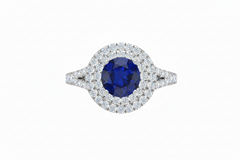 Round Cut Sapphire With Double Halo