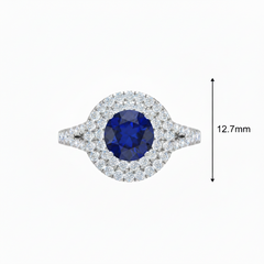 Round Cut Sapphire With Double Halo