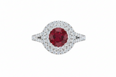 Round Cut Ruby With Double Halo