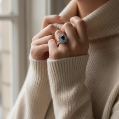 Emerald Cut Sapphire With Double Halo