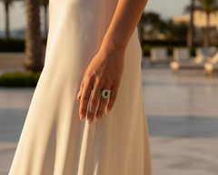 Emerald Cut Emerald With Double Halo